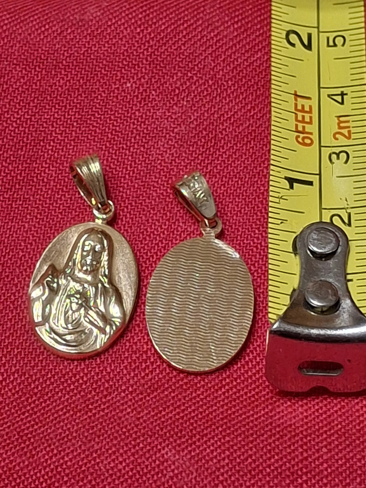 Vintage Sacred Heart Of Jesus Medal Pendant W. Germany Eloxal Aluminum 1950s New