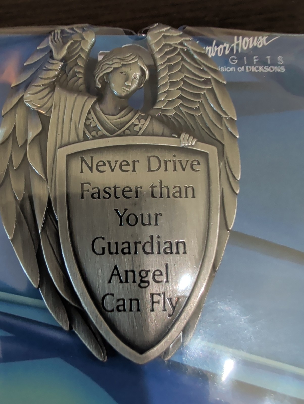 Dicksons Male Guardian Angel Silver Tone 2.5 Inch Zinc Alloy Metal Auto Visor…