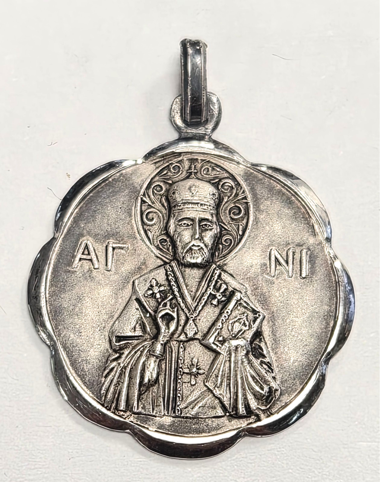 Antique Catholic 900 Sterling Silver Saint Joseph Medal / Pendant