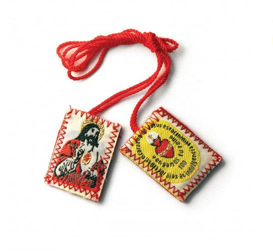 1 3/8″ x 7/8″ Red Sacred Heart of Jesus Scapular