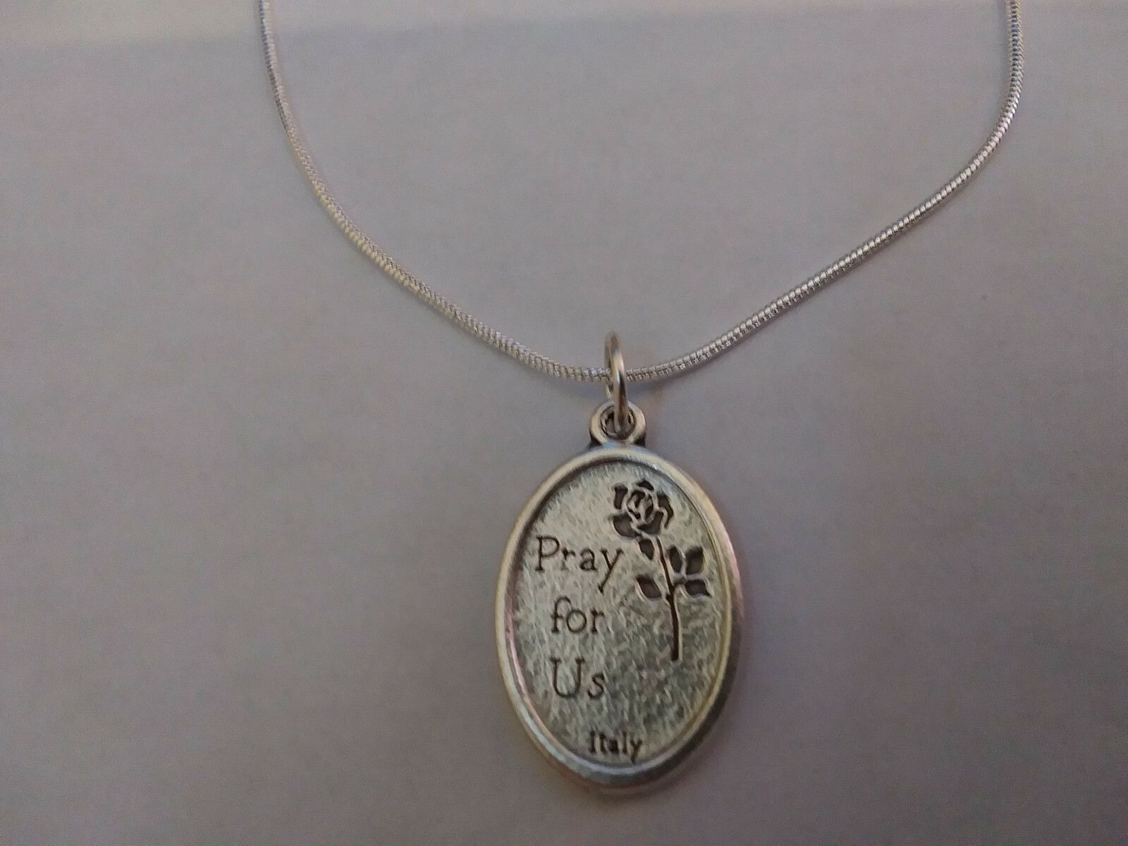 St Therese Pray for Us Medal 925 Sterling Silver Chain Necklace Prayer card lot