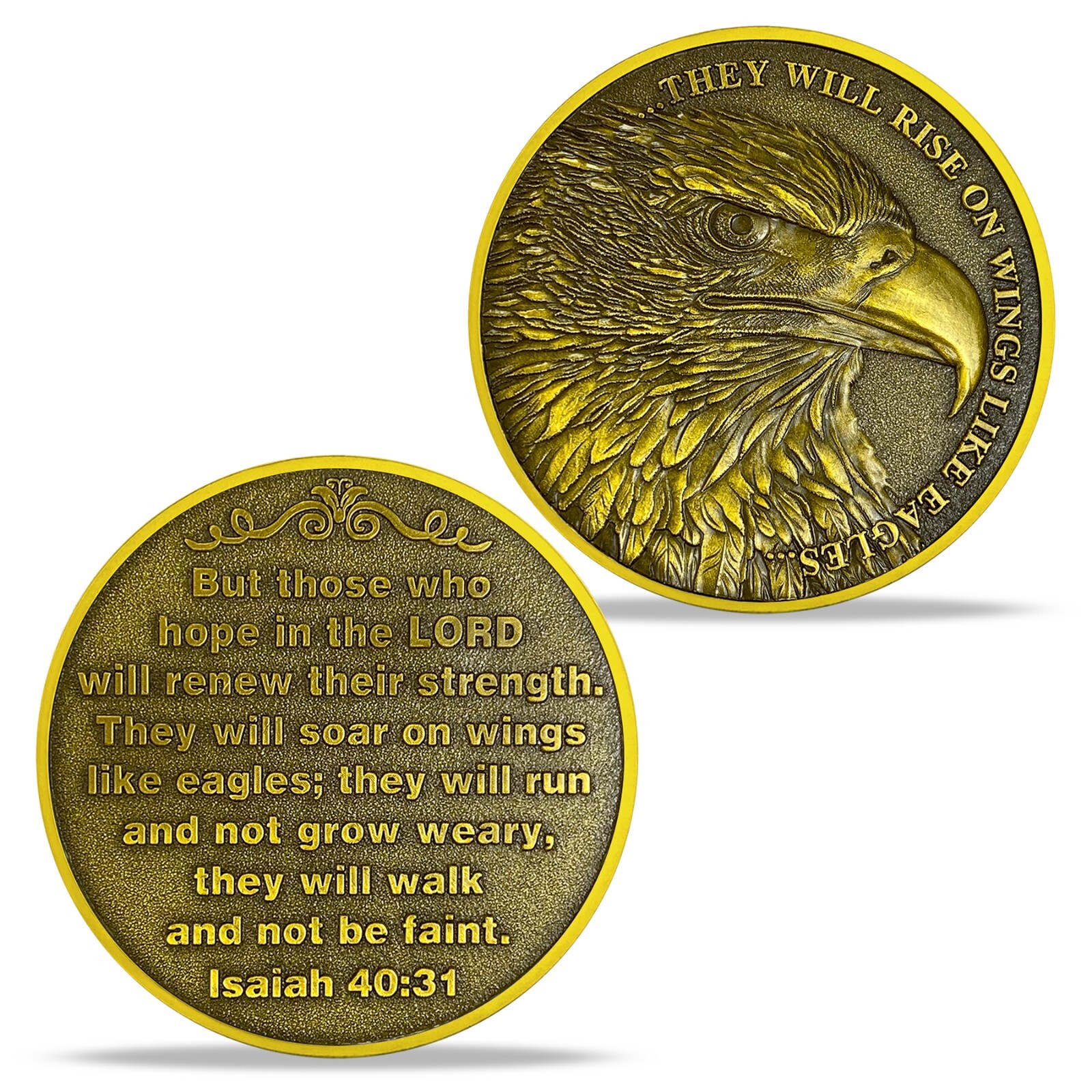 20pcs Inspirational Isaiah 40:31 Verse Religious Eagle Christian Challenge Coin