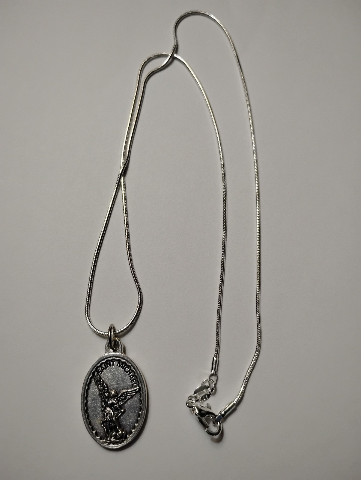 St Michael Protect Us Medal 925 Sterling Silver Snake Chain Necklace+ holy card