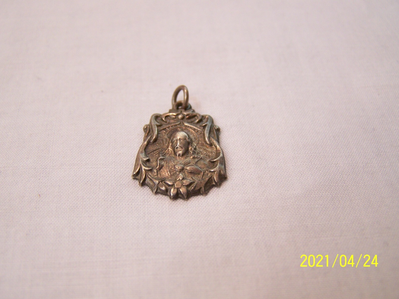VINTAGE Sacred Heart Of Jesus & Our Lady Of Mount Carmel MEDAL ~ HMH STERLING