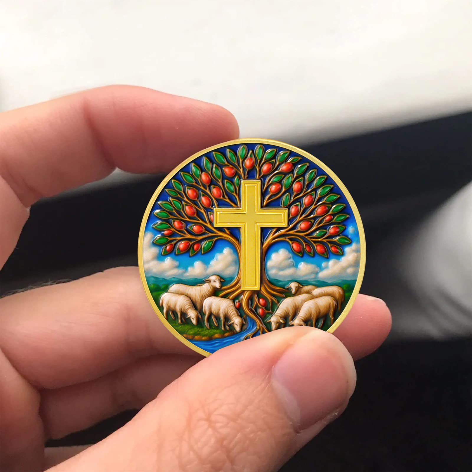 5Pcs Christian Challenge Coin Lord Is My Shepherd Psalm 31:15 Verse Faith Coin