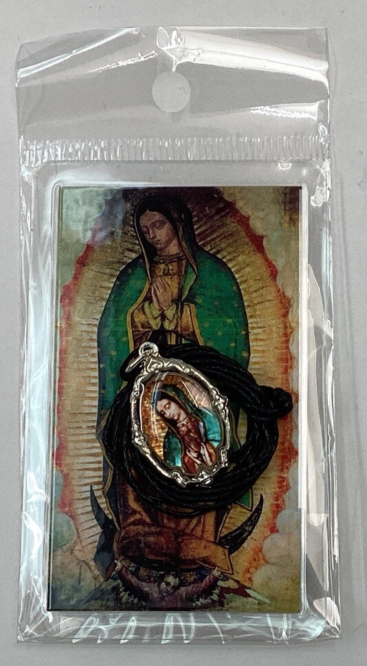 MEDALLA DE LA VIRGEN DE GUADALUPE Y ESTAMPITA LAMINADA, MEDAL HOLY CARD FAVORS