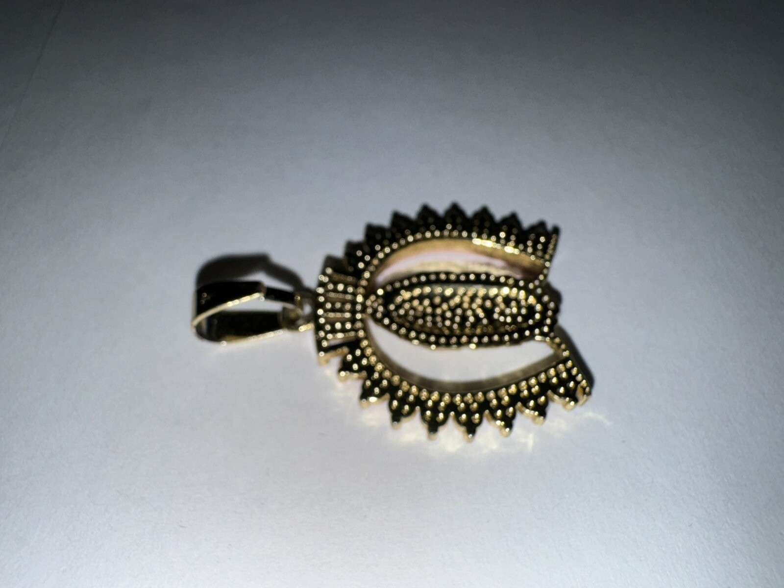 Gold Tone Horse Shoe With Lady of Guadalupe Virgin Mary Catholic Medal Pendant