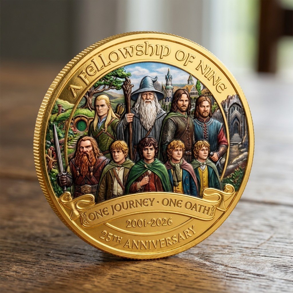 Lord of the Rings 25th Anniversary Coin 2001-2026 Fellowship of Nine Silver Coin