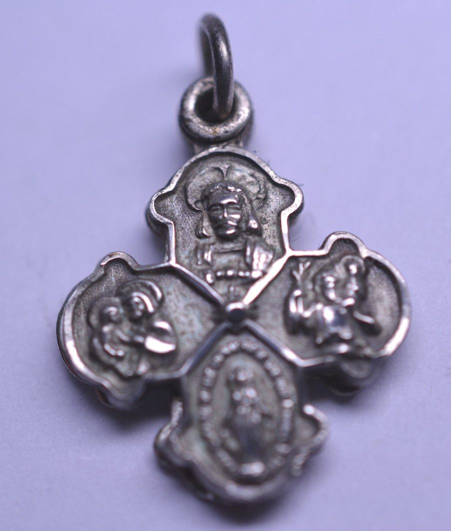 VINTAGE HAYWARD STERLING SILVER SLIDING MULTI MEDAL CROSS CHARM OR PENDANT