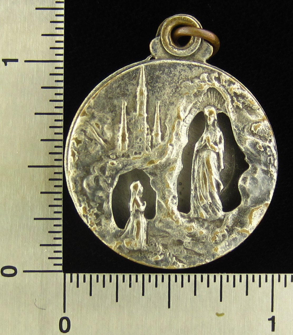 Vintage Mary Medal Slider Saint Bernadette of Lourdes Catholic Light in Weight