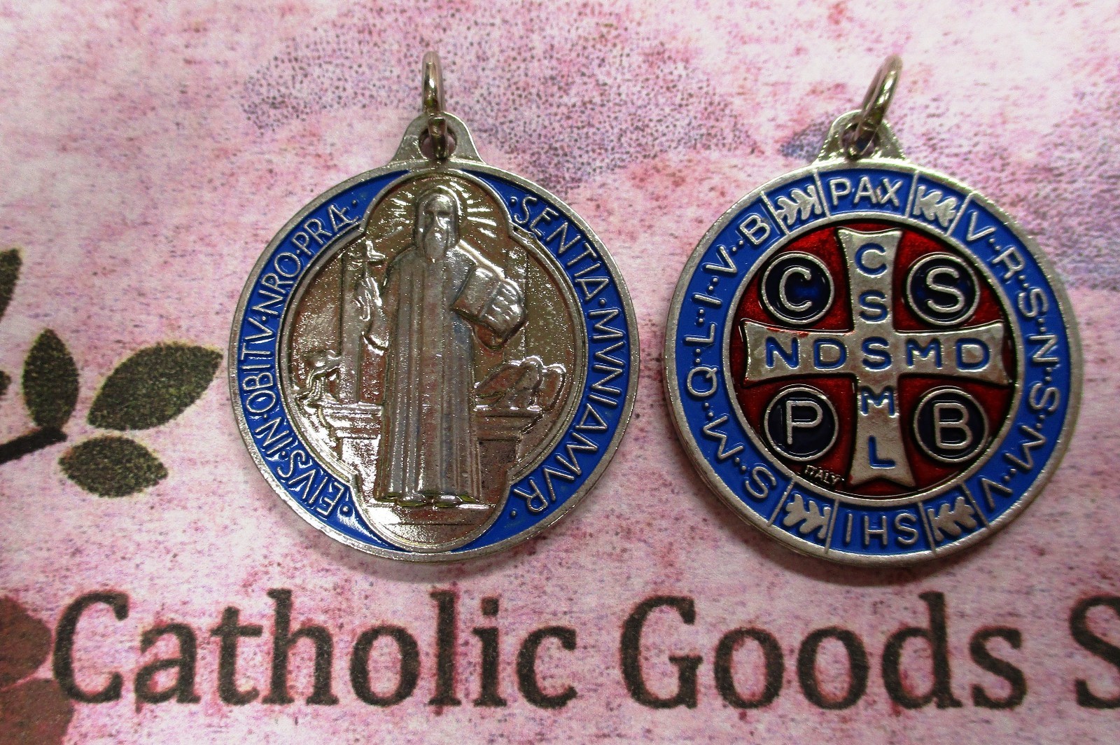 SAN BENITO Medalla / SAINT Benedict Cross Silver Tone/Enamel – Made in Italy