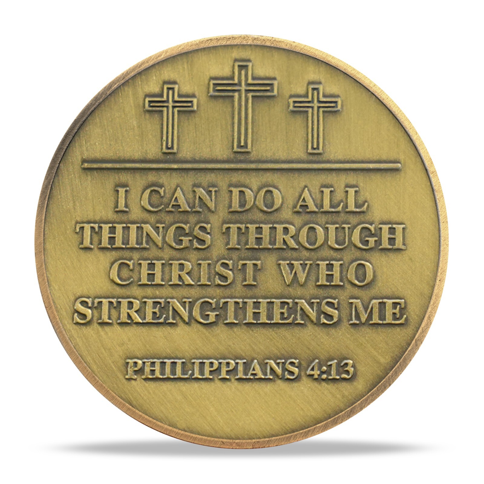 Religious Challenge Coin Philippians 4:13 Verse Christian Cross Faith Souvenir