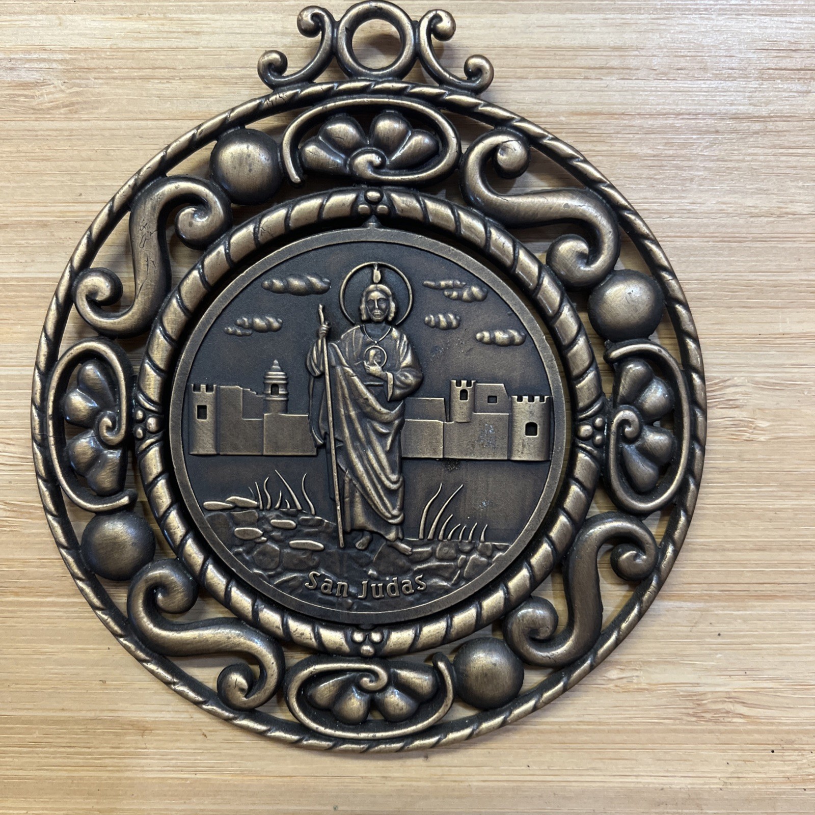 St Jude / Our Lady Of Guadalupe Medal Metal Plaque Catholic Religious 5.5”L