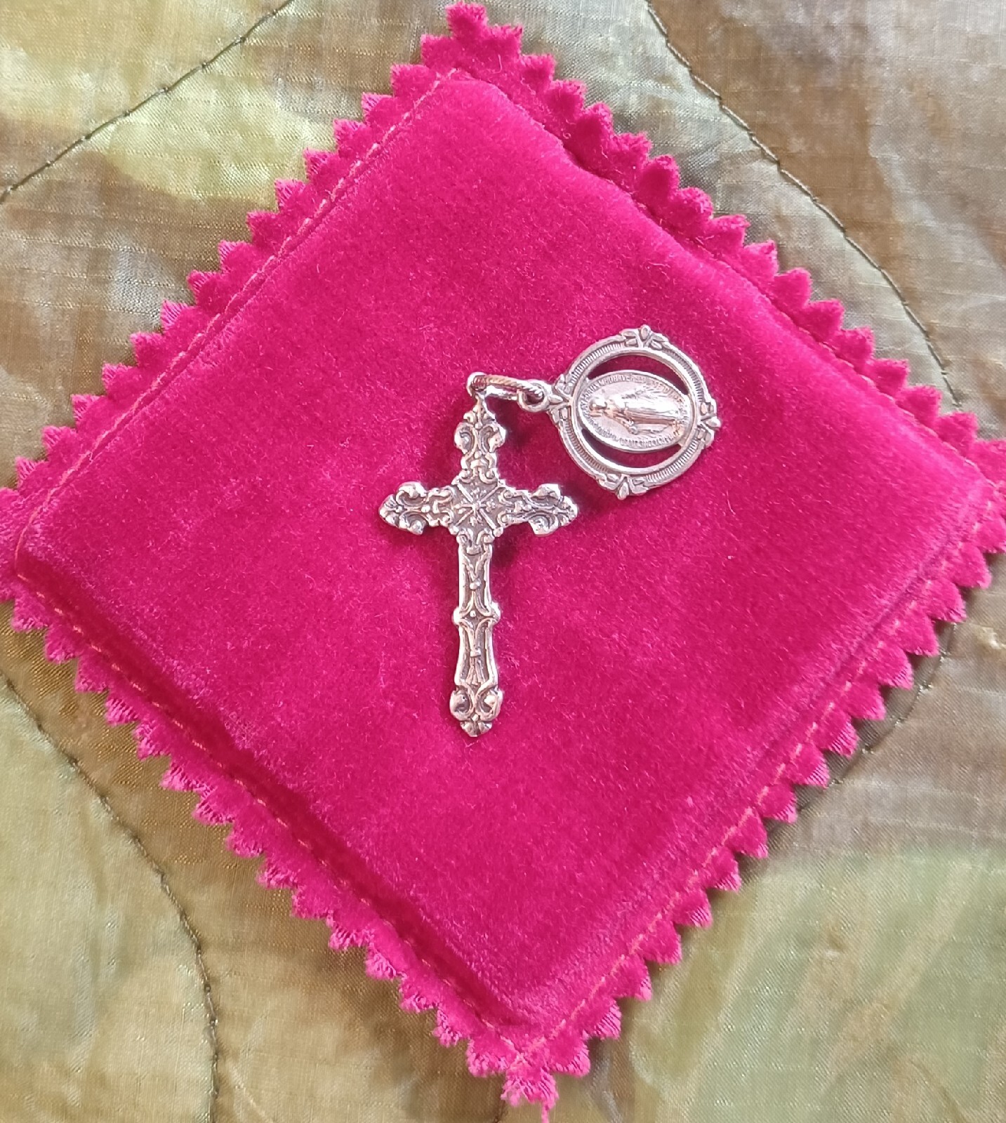 Vintage Sterling Silver Medal Cross Scott Dave Navajo/HMH Blessed Mother Jesus