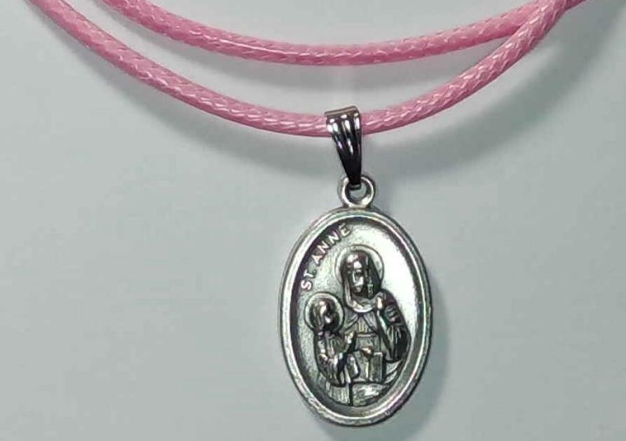 Lovely Pink Necklace, Quality St. Anne & Mary Holy Medal, Gift for a Sweet Girl