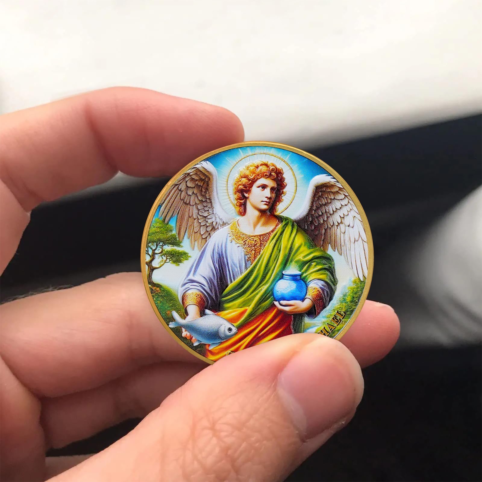 5pcs Archangel Raphael Challenge Coin – God Heals Raphael – Christian Verse Coin