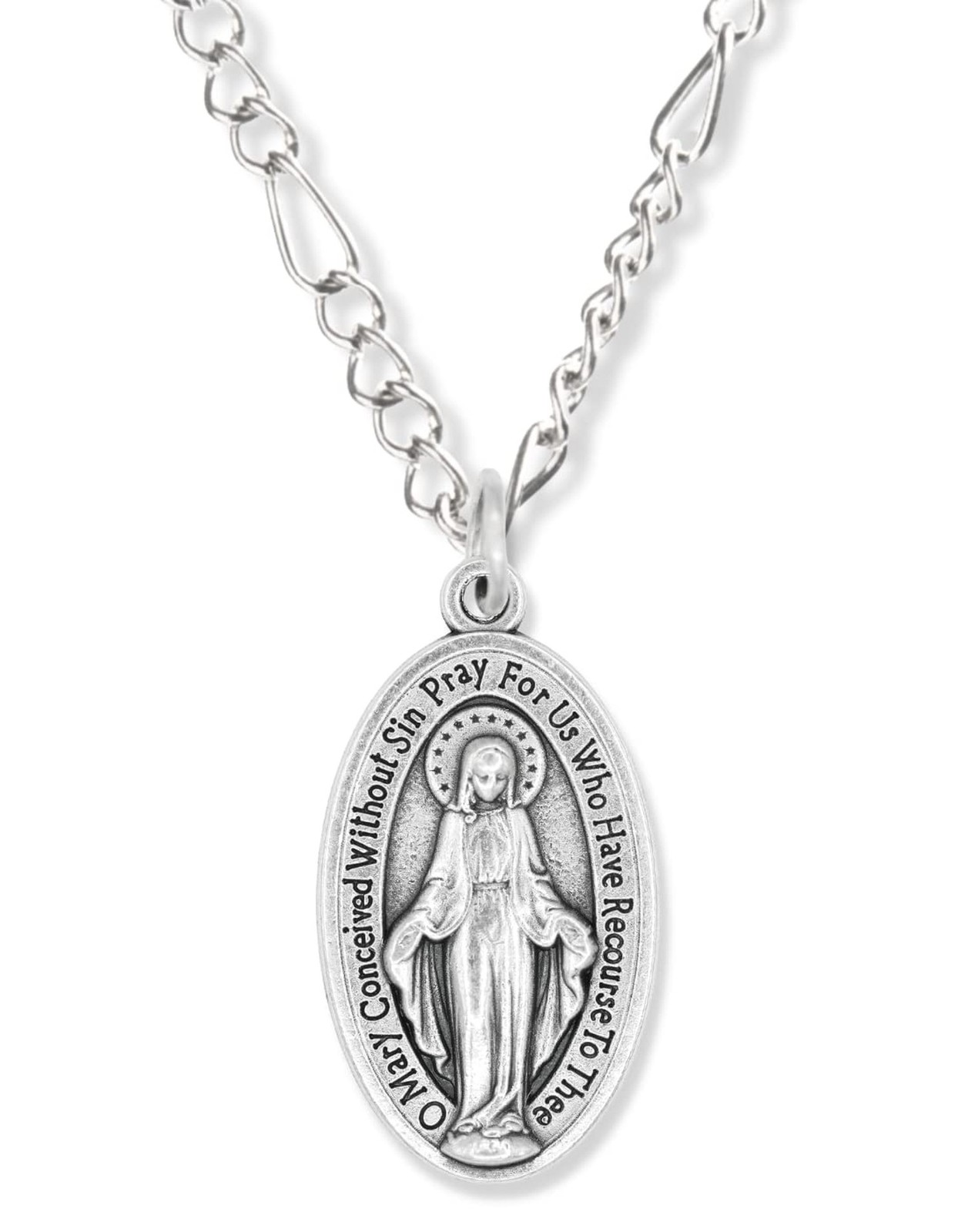 Bulk Pack of 10 – Miraculous Medal – 1 1/8″ Silver Oxidized Pendant for Neckl…