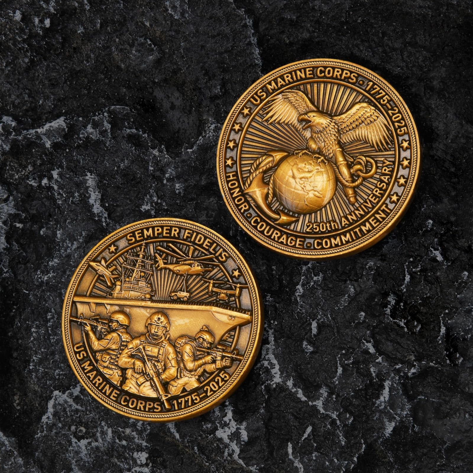 US Marine Corps 250th Anniversary Commemorative Coin (1775-2025) – Double-Sid…