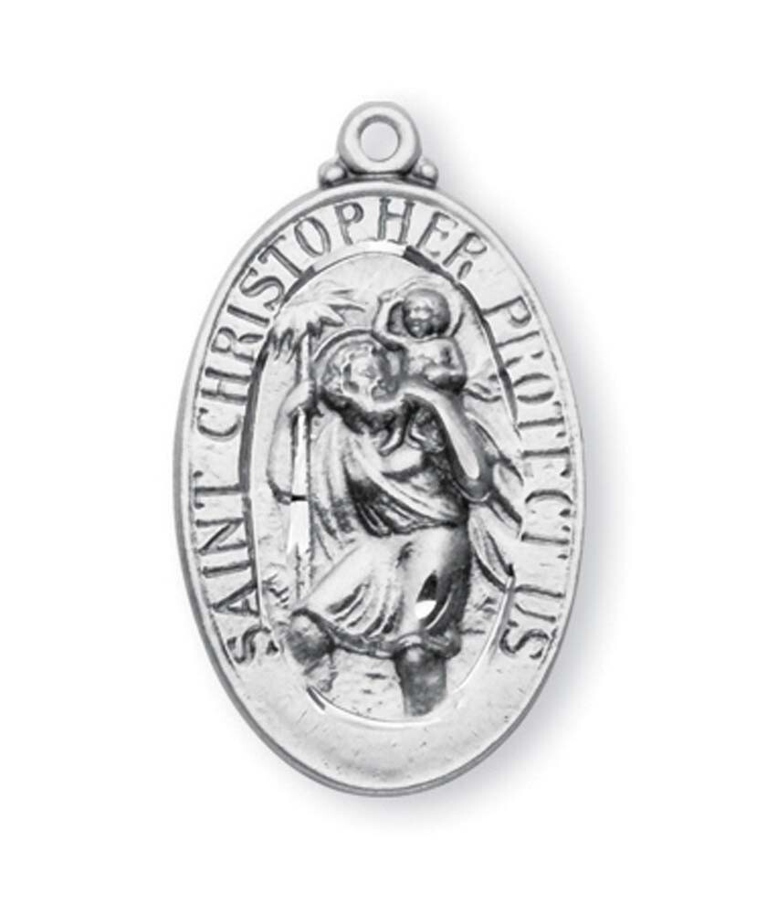 925 Sterling Silver Saint Christopher Travelers Pendant Medal Necklace w/ Chain