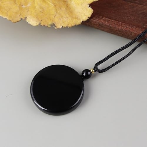 Anjiucc Natural Gemstone Tree of Life Black Obsidian/Golden Obsidian Pendant