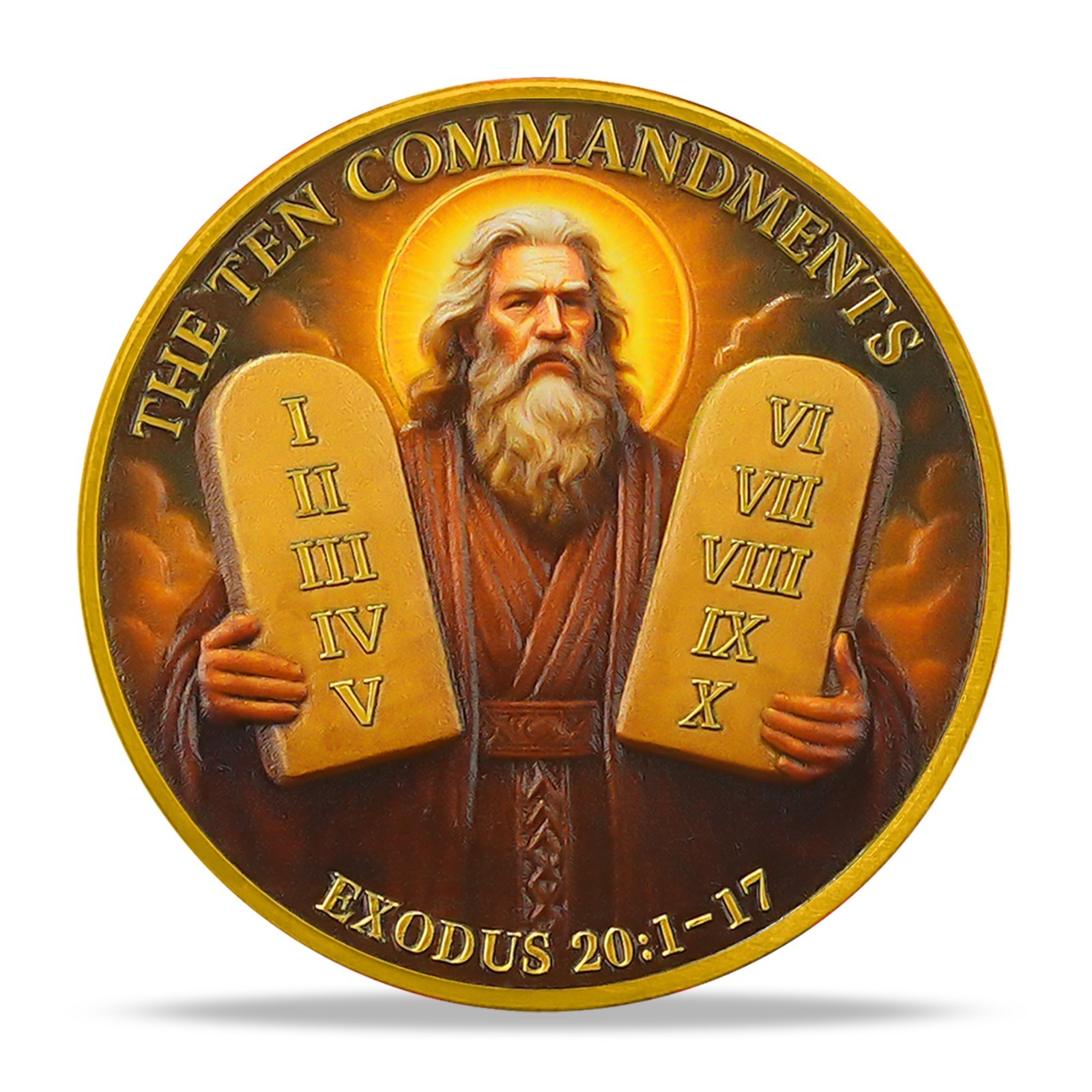 5pcs Christian Challenge Coin Ten Commandments Themed Exodus 20:1-17 Verse Coin