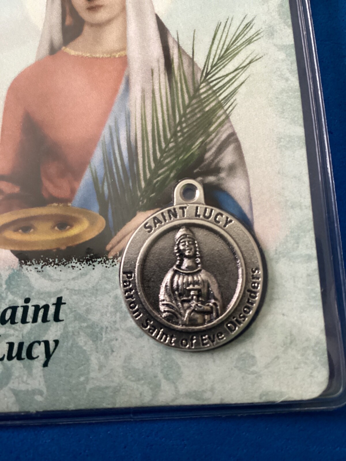 St LUCY laminated prayer card Saint metal patron st. Of eye disorders