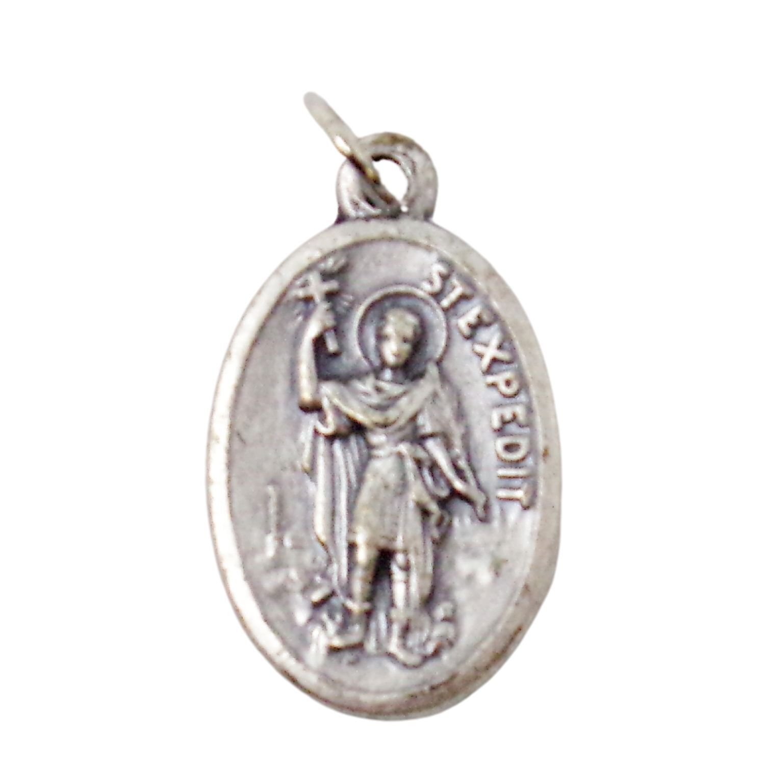 St Saint Expedit Silver Tone Prayer Medals for Rosary Parts 1 In 3 Pack