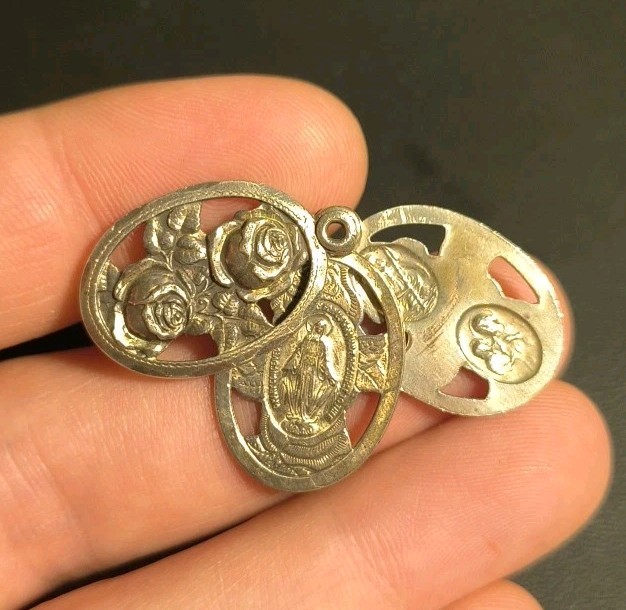 9.3 Gr HVH Vintage Multi Saint Medal Sterling Silver 925 Religious Holy Charm