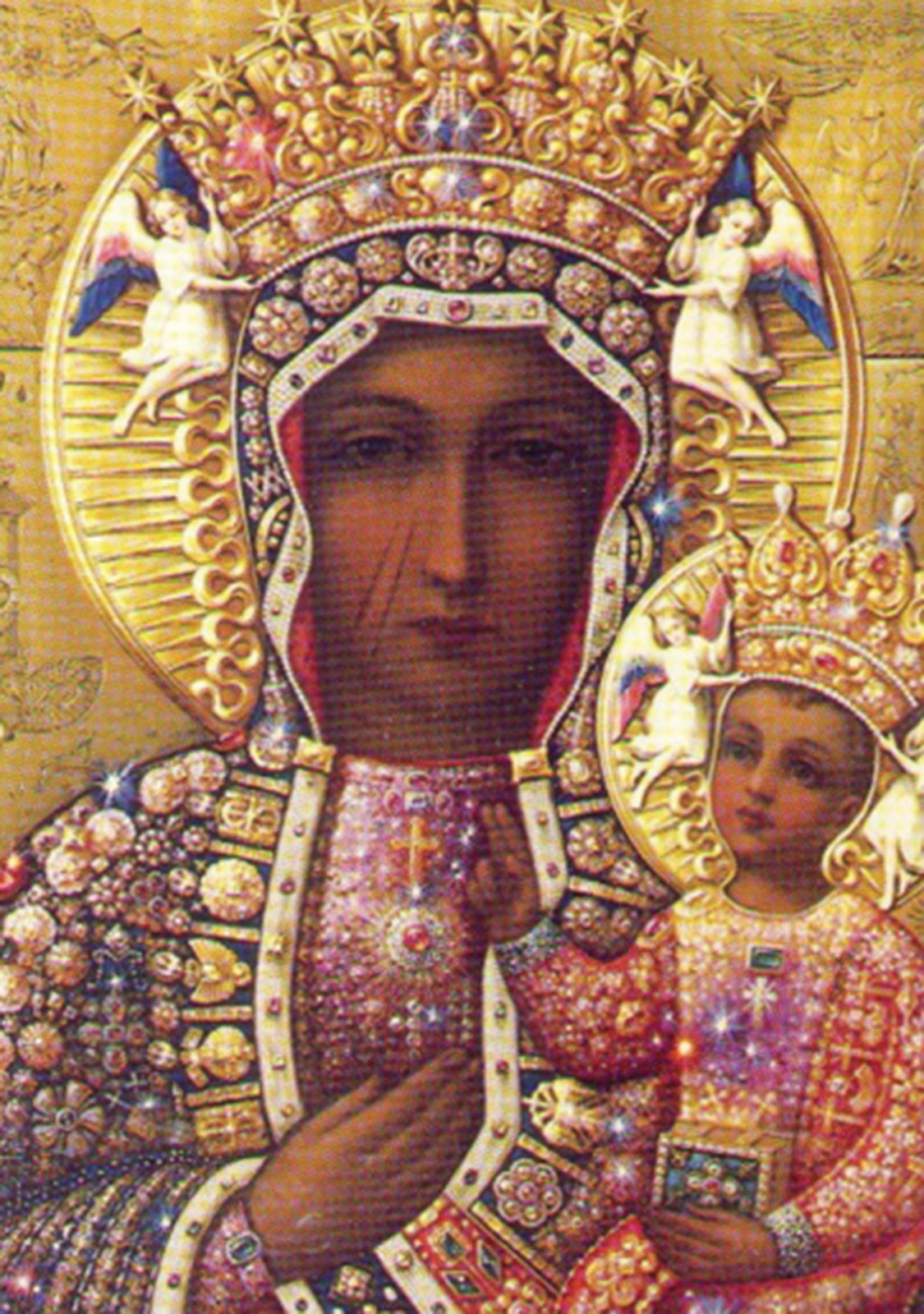 Our Lady of Czestochowa / St John Paul II Medal Italy Necklace 24″ Ball Chain