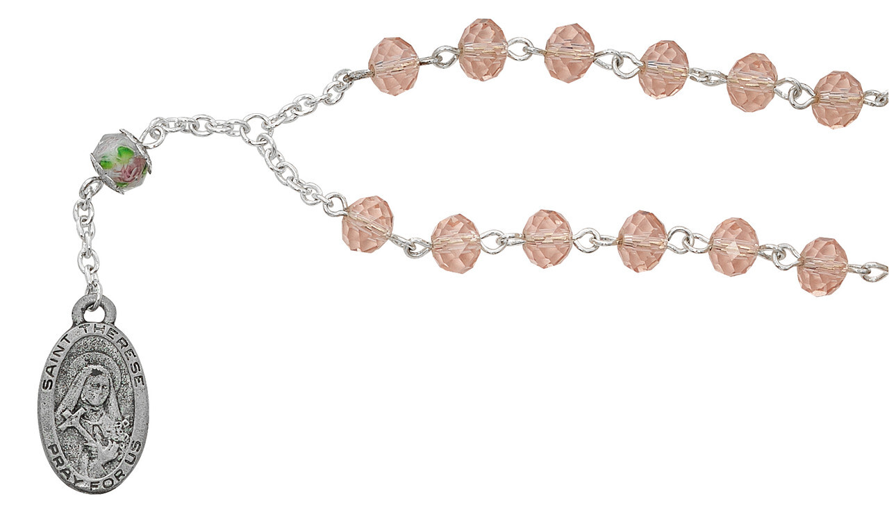 St. Therese Pink Chaplet Plus Two Free Prayer Cards Included