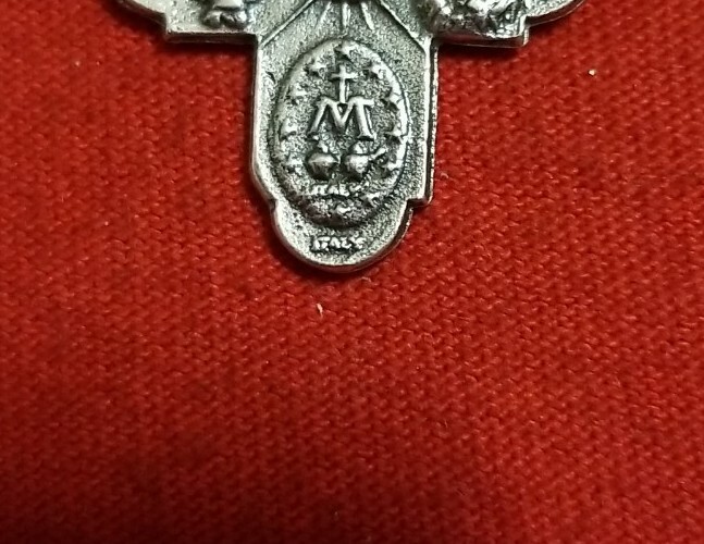 4 WAY CATHOLIC CROSS Medal Pendant Necklace WITH CHAIN SILVER PLATED Italy
