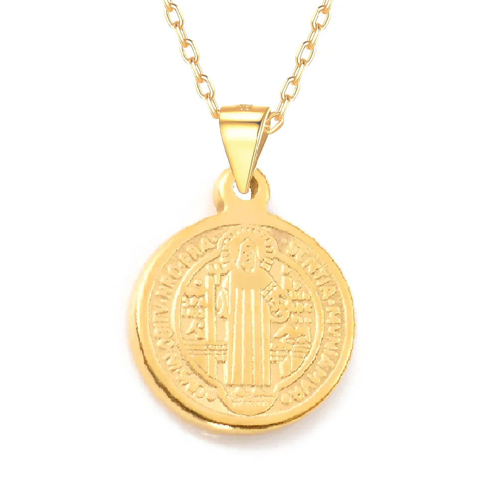 18K Gold-plated Stainless Steel 14 mm St. Benedict Medal – Petite