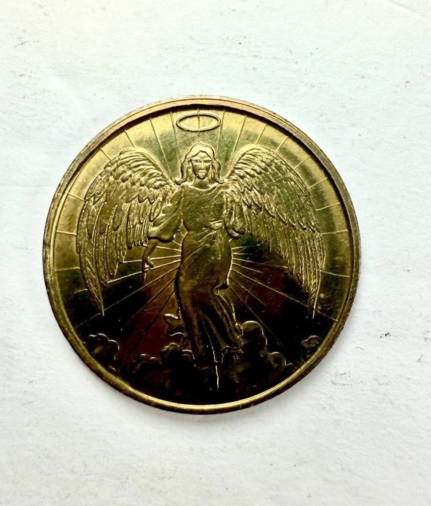 Guardian Angel Coin – Gold Toned Good Luck