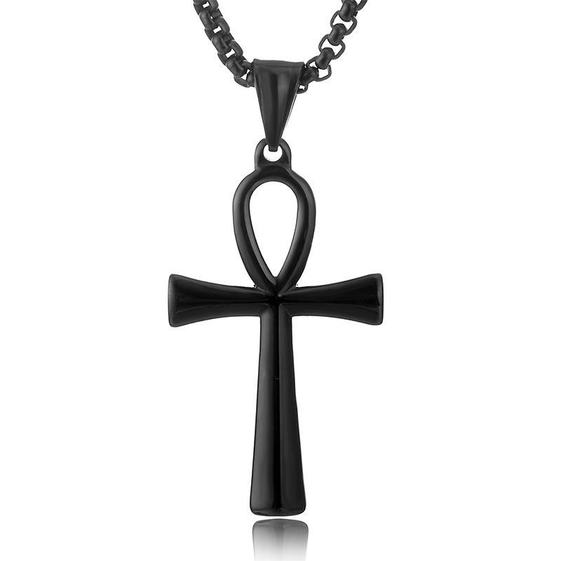 3pcs Stainless Steel Egyptian Necklace Cross Pendant Waterproof Unisex Chain