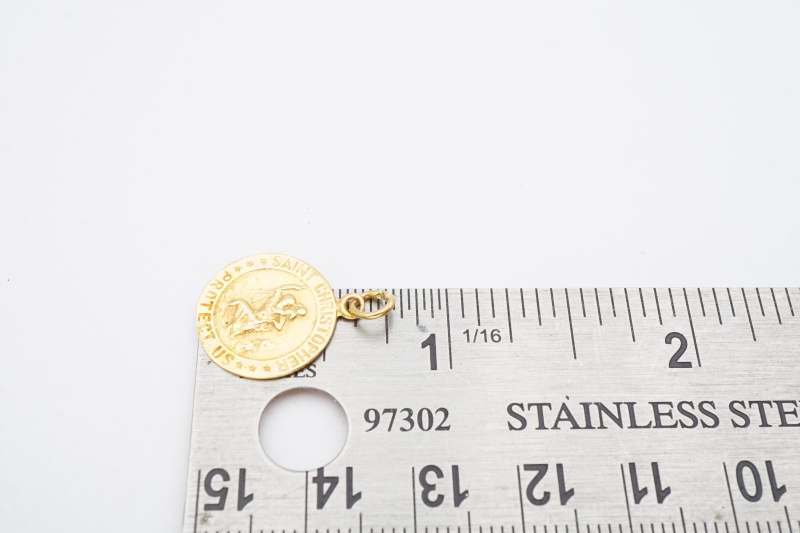 Vintage 14k Yellow Gold Saint Christopher Protect Us Religious Medal