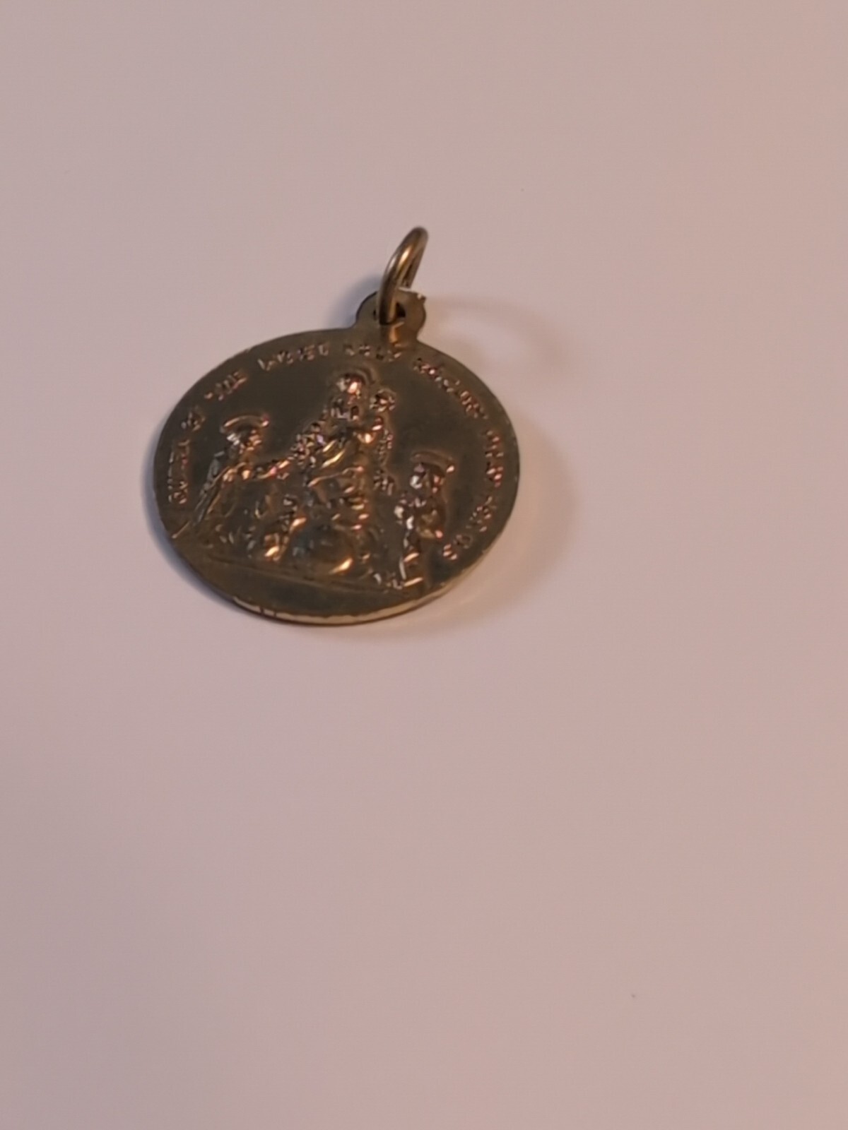 St. Dominic Queen of the Most Holy Rosary Medal Pendant Pray For Us Gold Tone