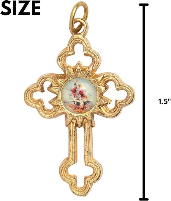 Needzo St. Michael Cross Charms, 1.5″, Gold Tone, Pack of 2 Pendants