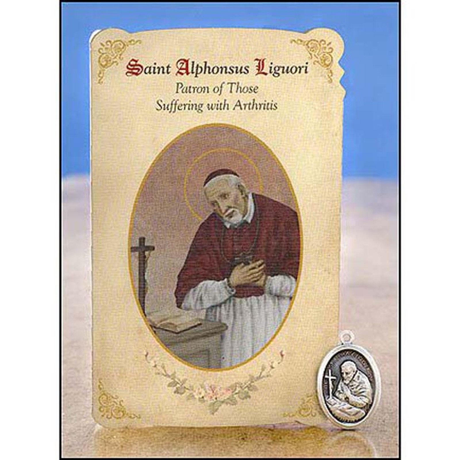 St Alphonsus Liguori Patron of Arthritis Healing Medal and Holy Card Set
