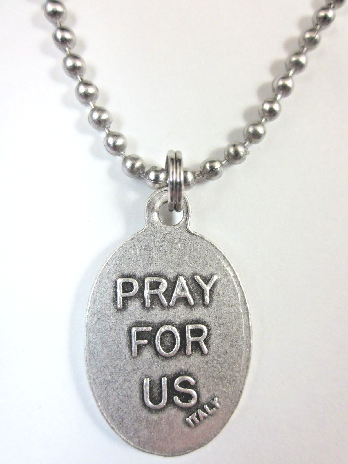 St Blaise Medal Italy Pendant Necklace 24″ Ball Chain Gift Box & Prayer Card