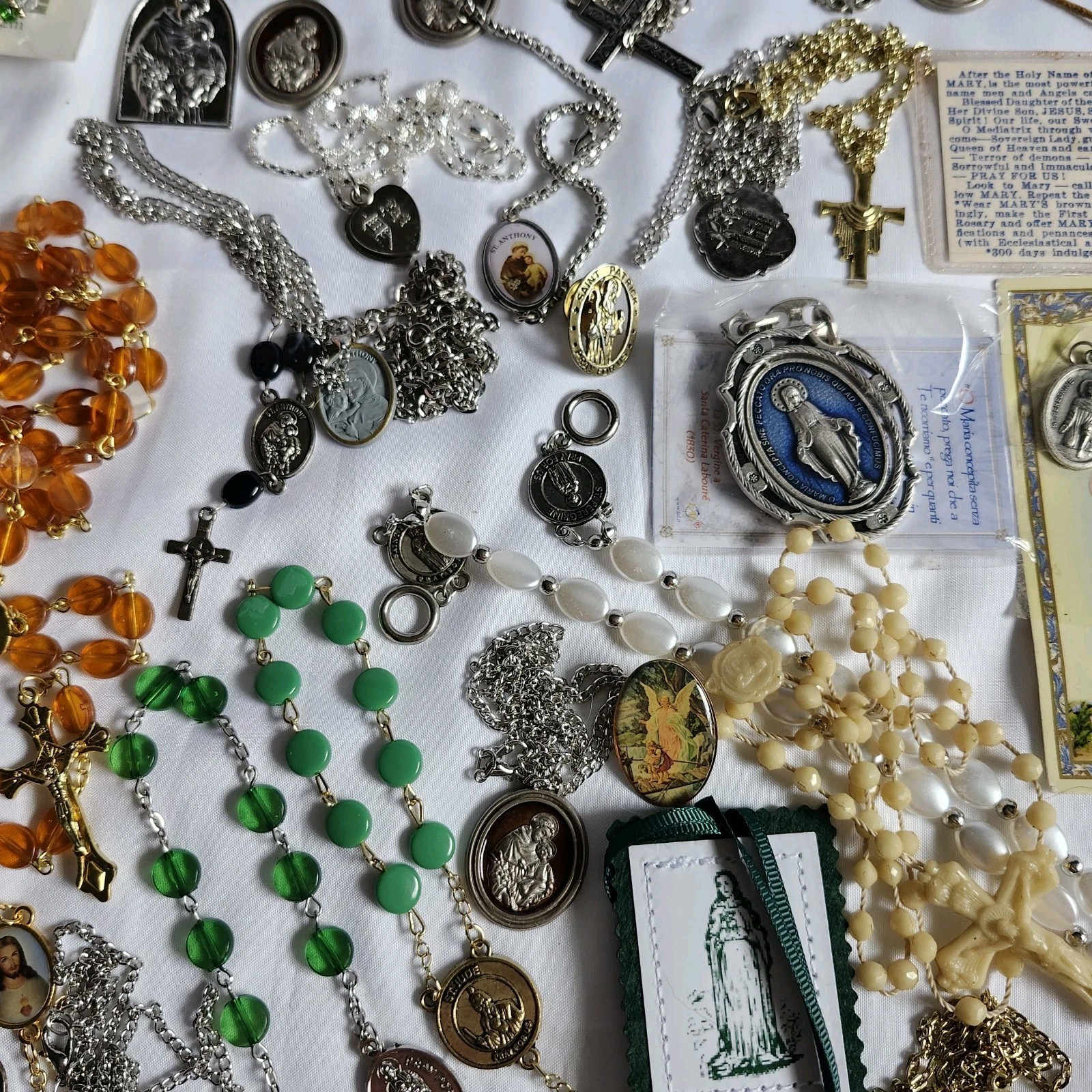 Lot Of Religious Spiritual Charms Pendants Necklace Mixed Saints Jesus Mary 100+