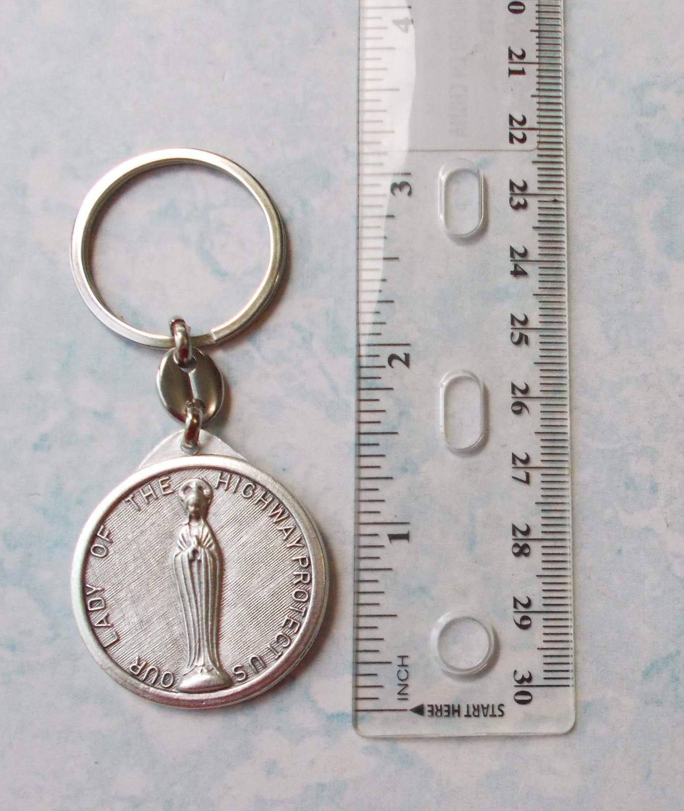 ST CHRISTOPHER OUR LADY OF GRACE Saint Medal KEYCHAIN KEY RING Protection Italy