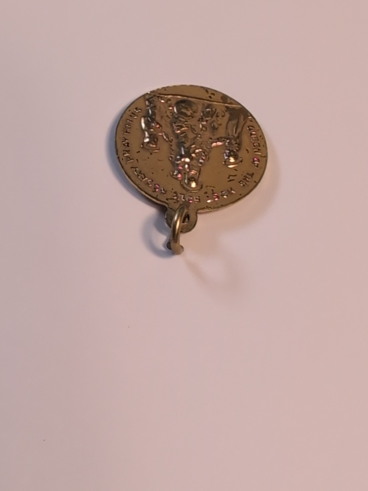 St. Dominic Queen of the Most Holy Rosary Medal Pendant Pray For Us Gold Tone