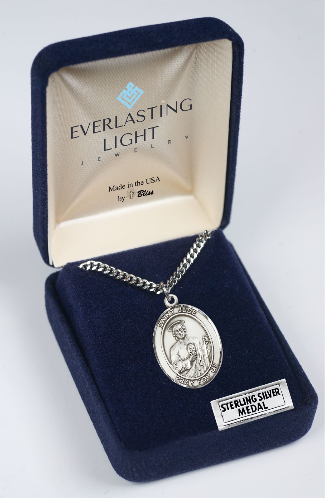 St Saint Jude Thaddeus Sterling Silver Mens Medal Pendant Necklace With Chain