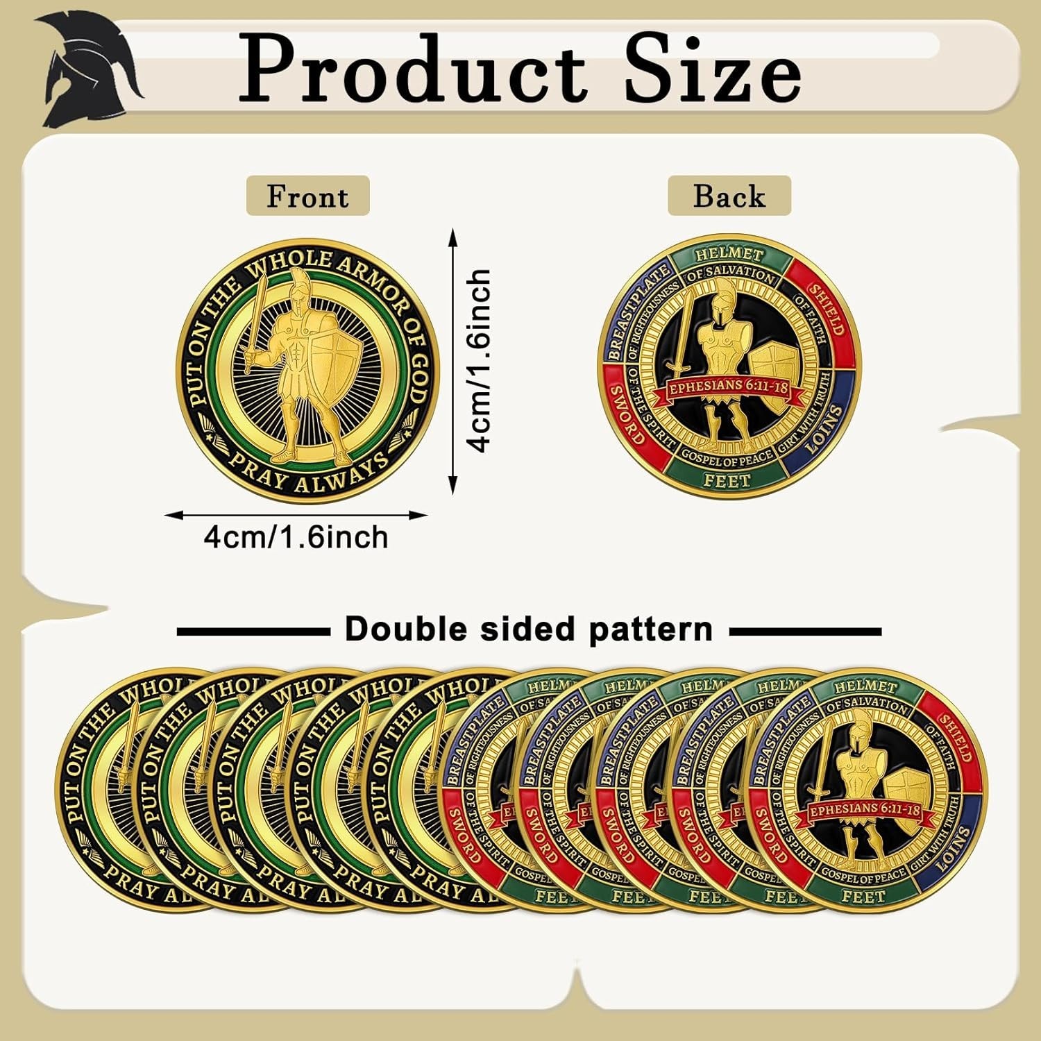 Classic Silver Armor of God Coins – Pocket-Friendly Christian Prayer Set of 10