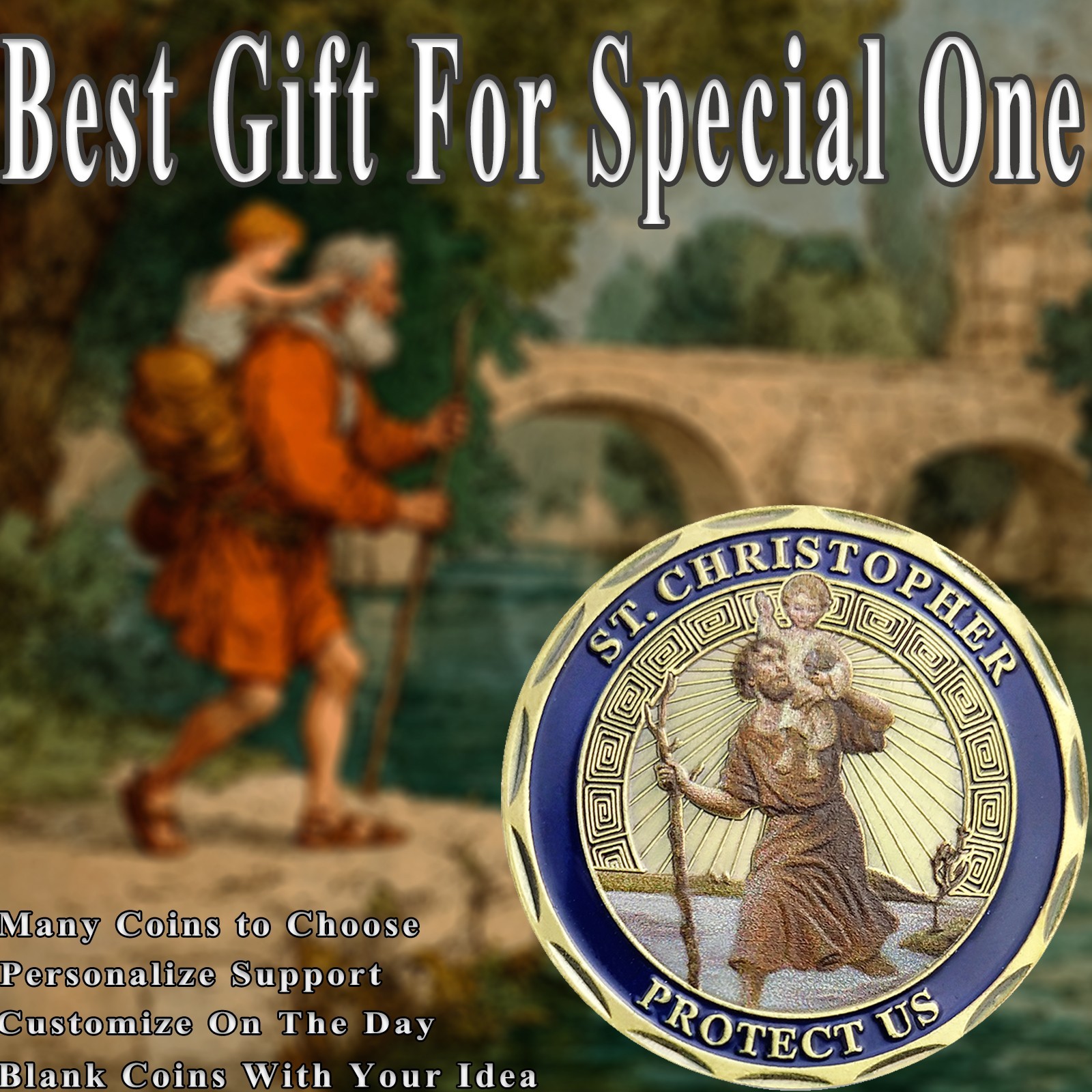 New Lot Of 10 St Christopher Protect Us Challenge Coin Set Religious Collectible