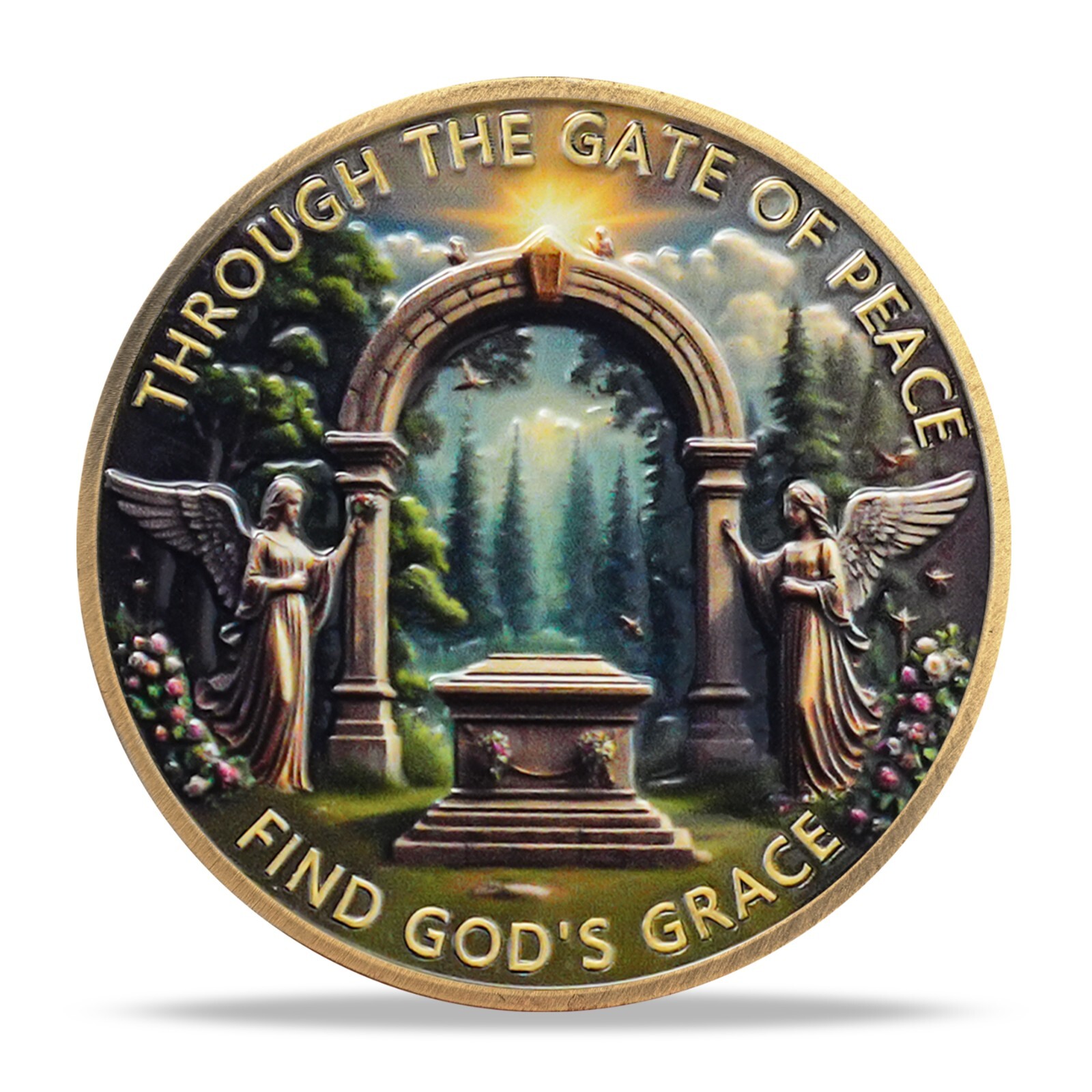 5Pc Christian Challenge Coin Find God’s Grace Matthew 7:7 Bible Verse Faith Coin