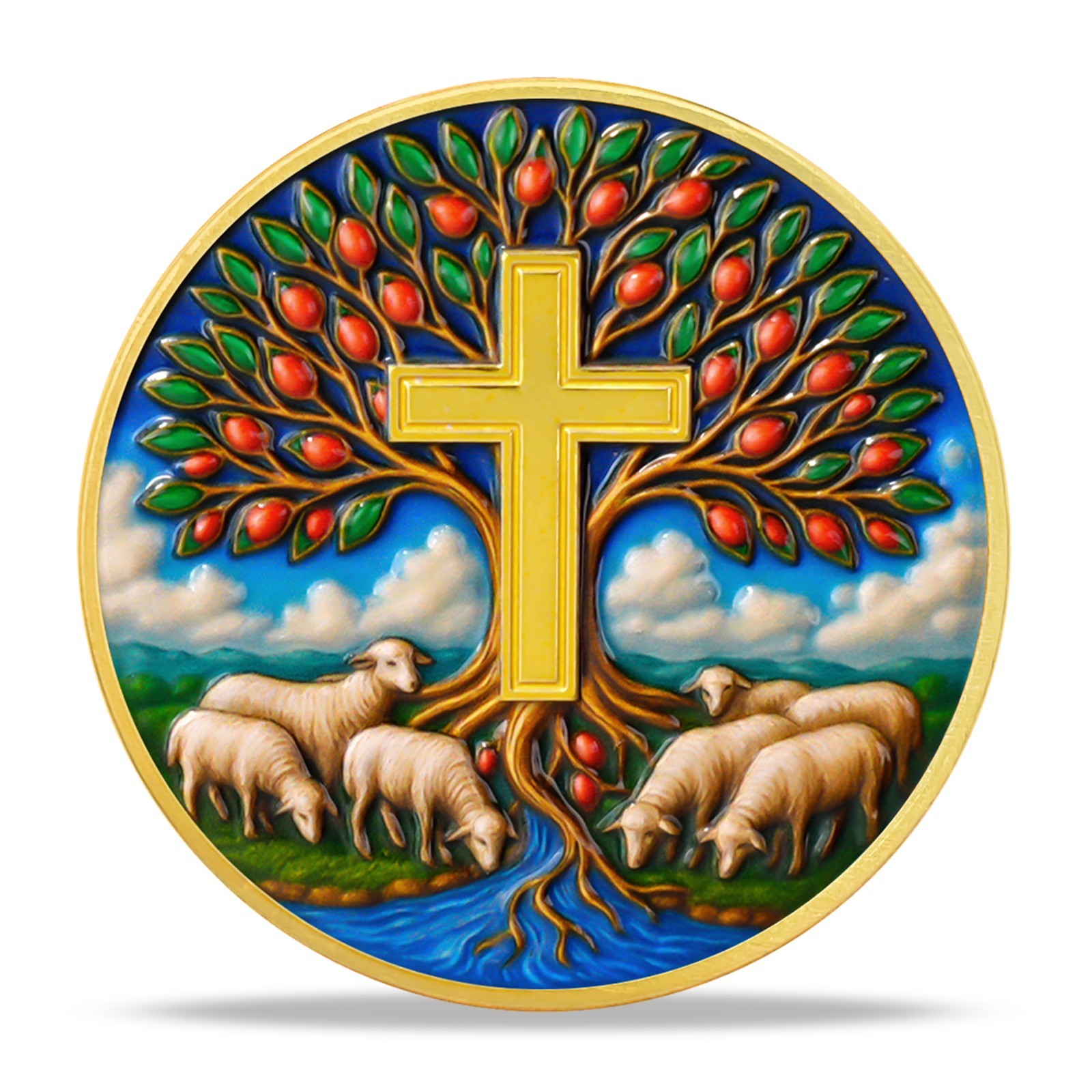 5Pcs Christian Challenge Coin Lord Is My Shepherd Psalm 31:15 Verse Faith Coin