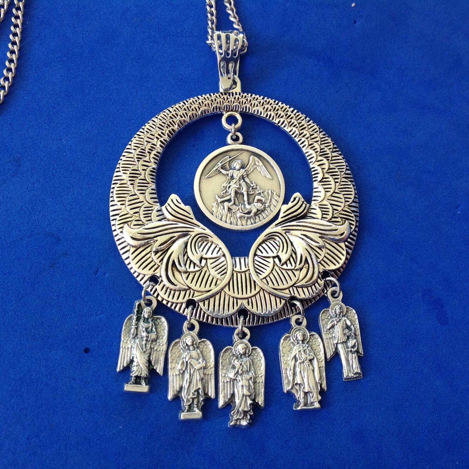 Custom Religious Catholic Saint Medal NECKLACE 4 ARCHANGEL St Michael Raphael 2