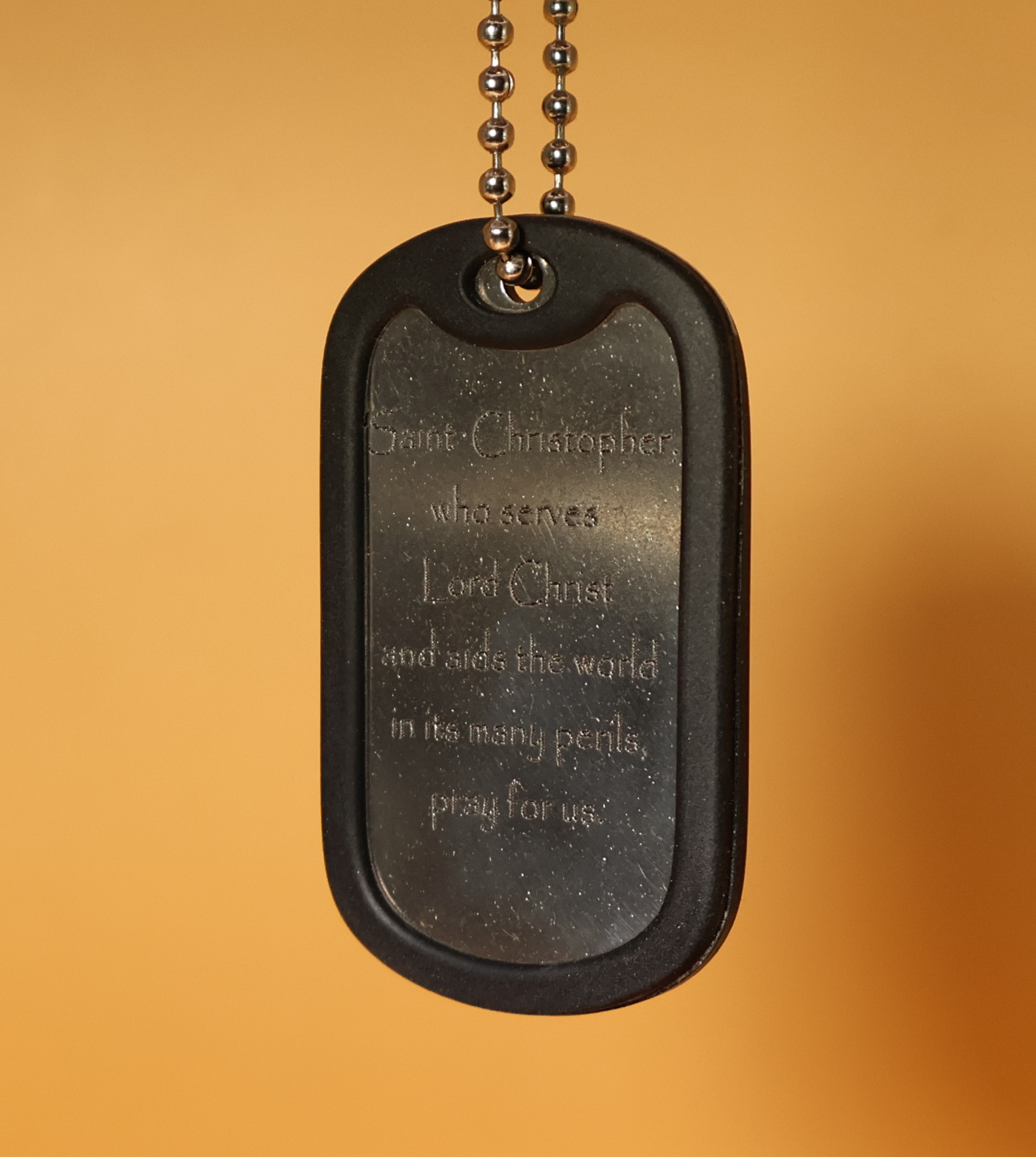St Christopher Deep Engraved Third Dogtag in English