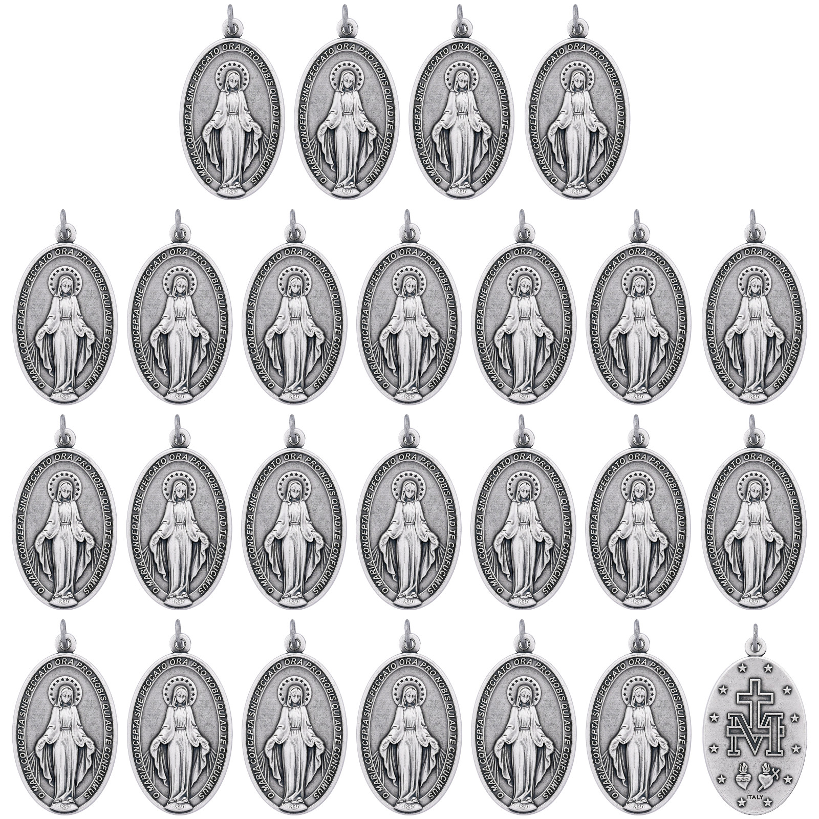 25 Pack LARGE Latin Miraculous Medal 1.75″ — Traditional Catholic Gift — Italy